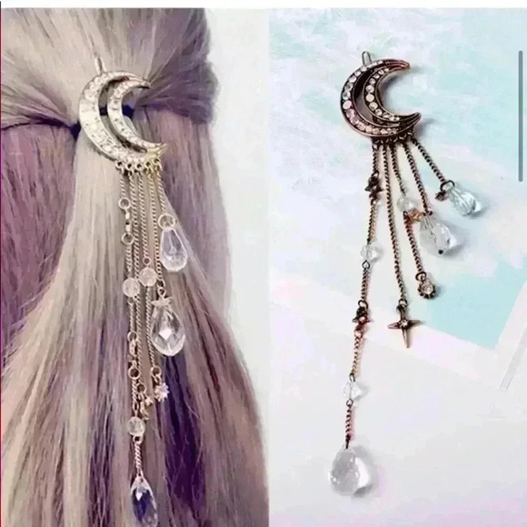 Boho Moon and Stars Bohemian Crystal Hair Clips - Picture 2 of 6